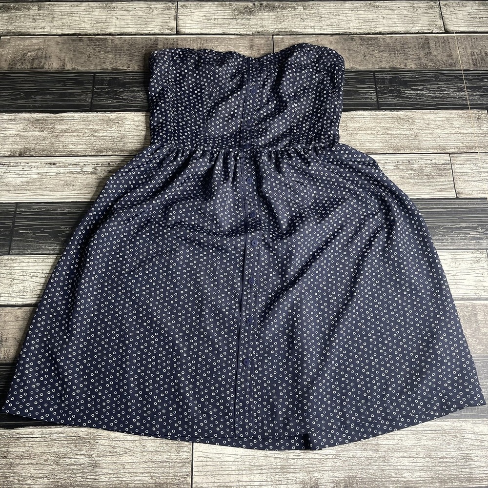 Gap Sweetheart Sleeveless Sheath Dress Womens Size Medium Navy Blue White Polka